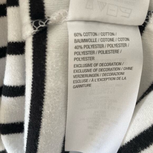 Quacker Factory Striped Floral Embroidered Top | White and Black Stripes | Small - Picture 5 of 5